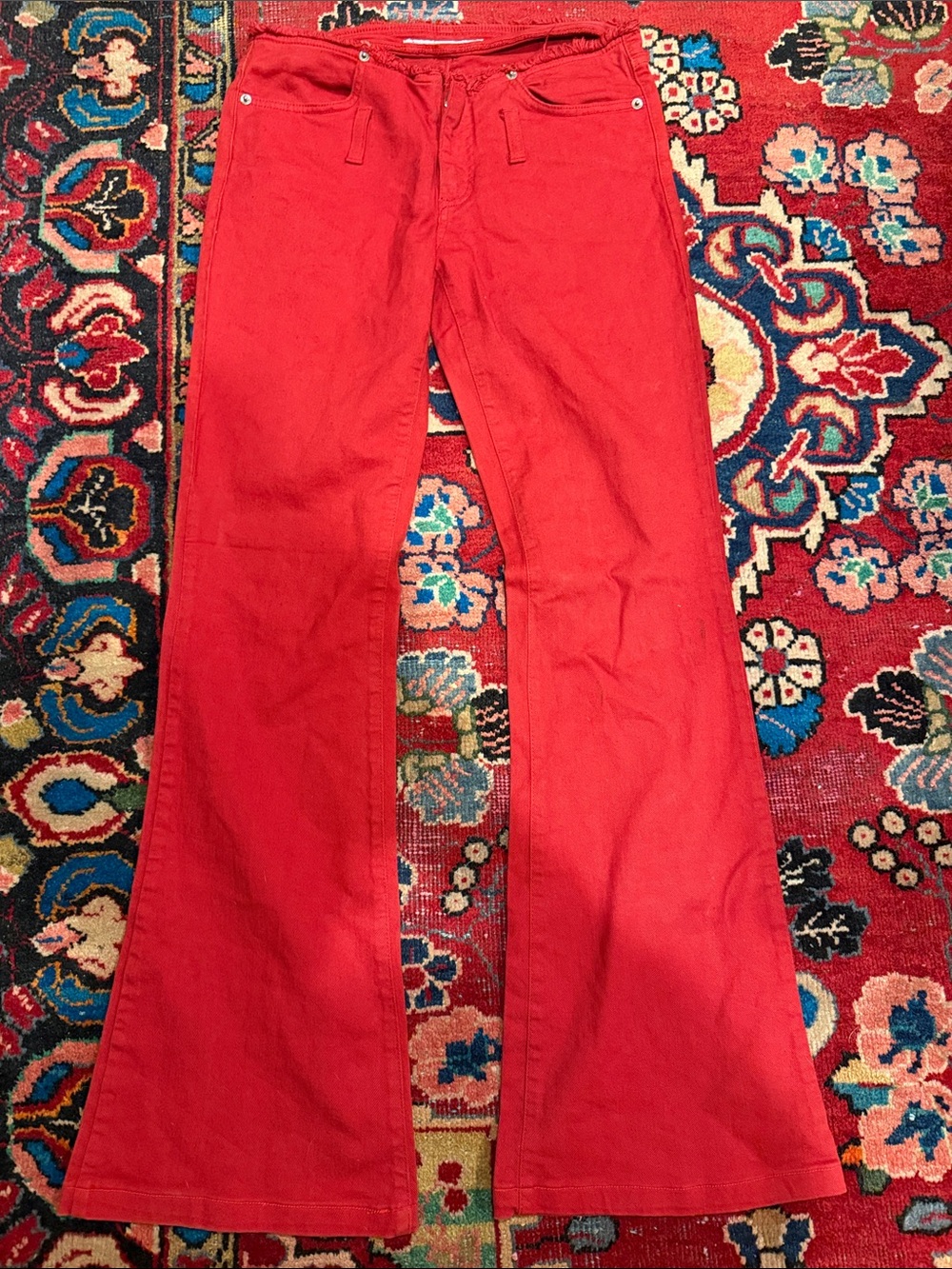 Vintage Fornatina Red Ultra Low Rise Jeans Flared Y2K 2000’s
